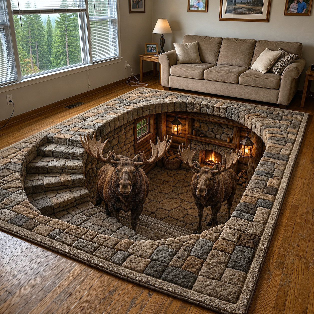 Rustic Moose Area Rug GFTOTP19649