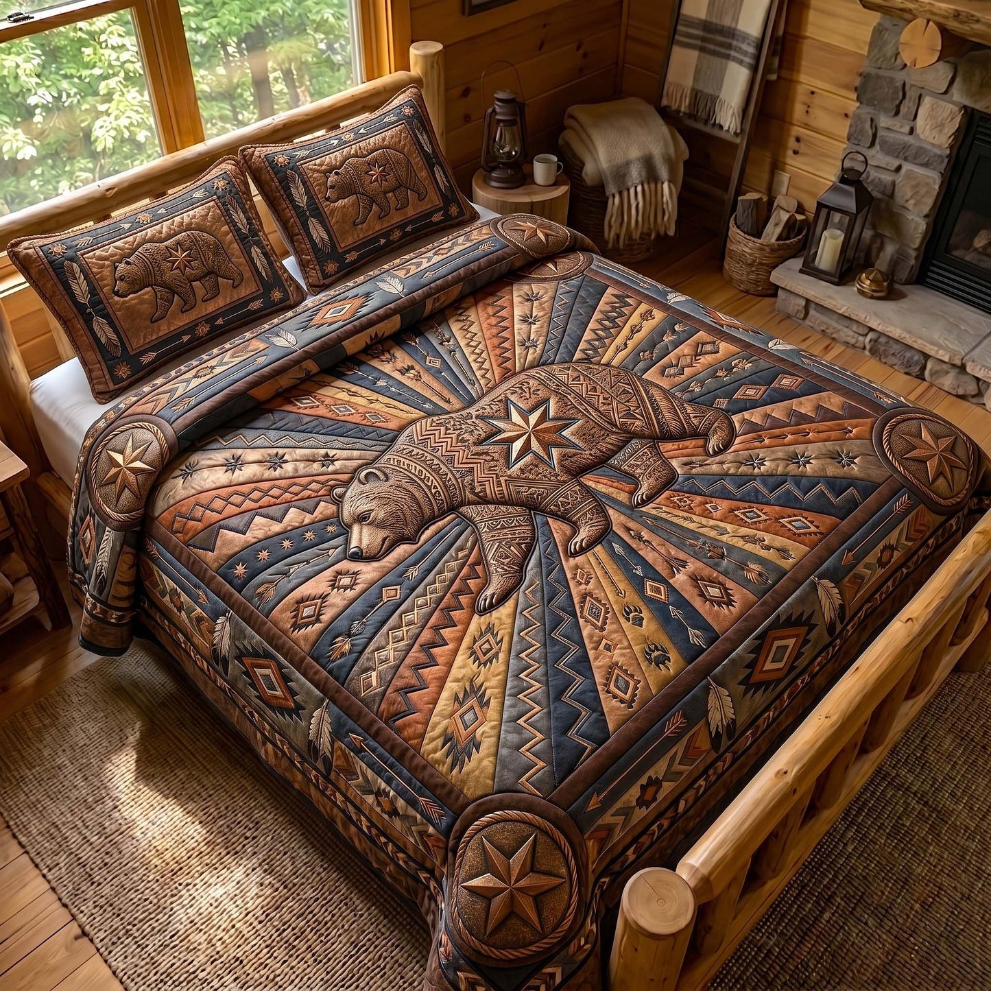 Ancestral Bear 3-Piece Quilted Bedding Set GFTOTP19707