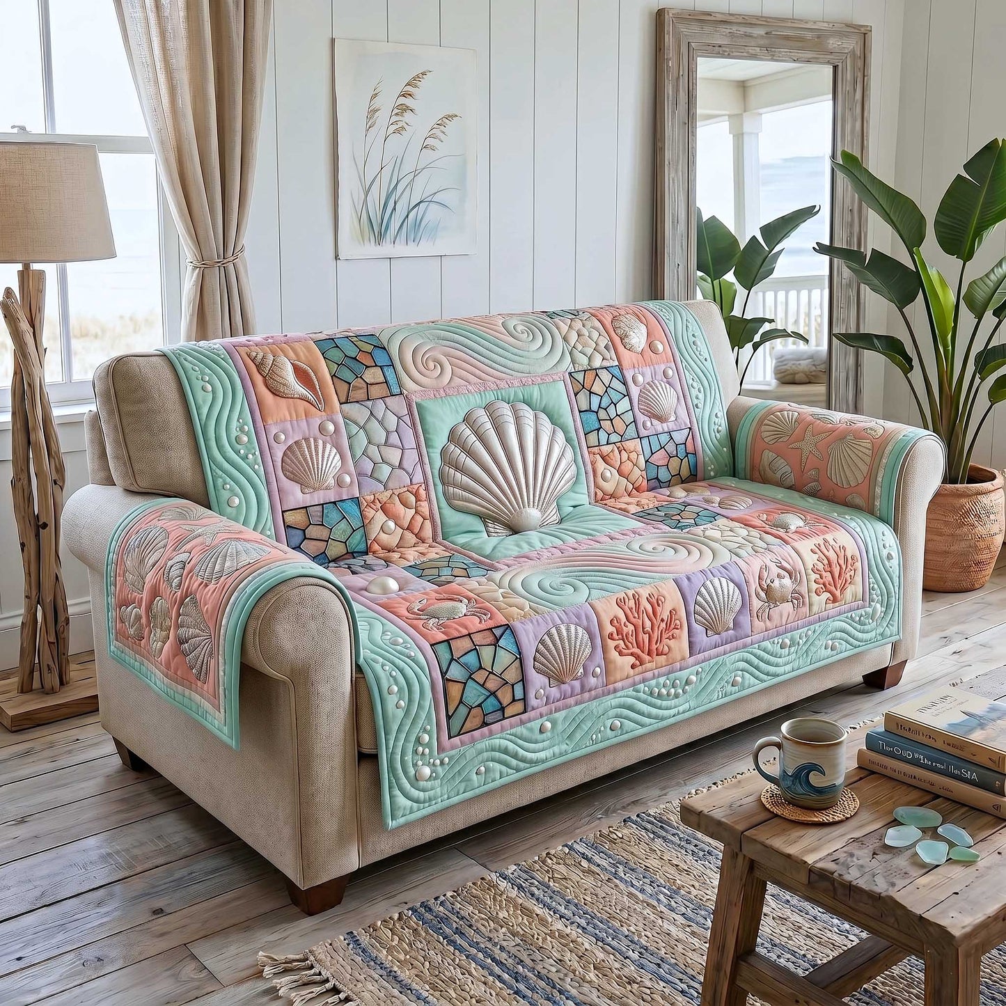 Coastal Whisper Quilted Sofa Cover GFTOTP19723