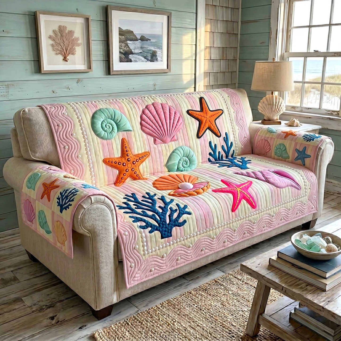 Coastal Whisper Quilted Sofa Cover GFTOTP19724