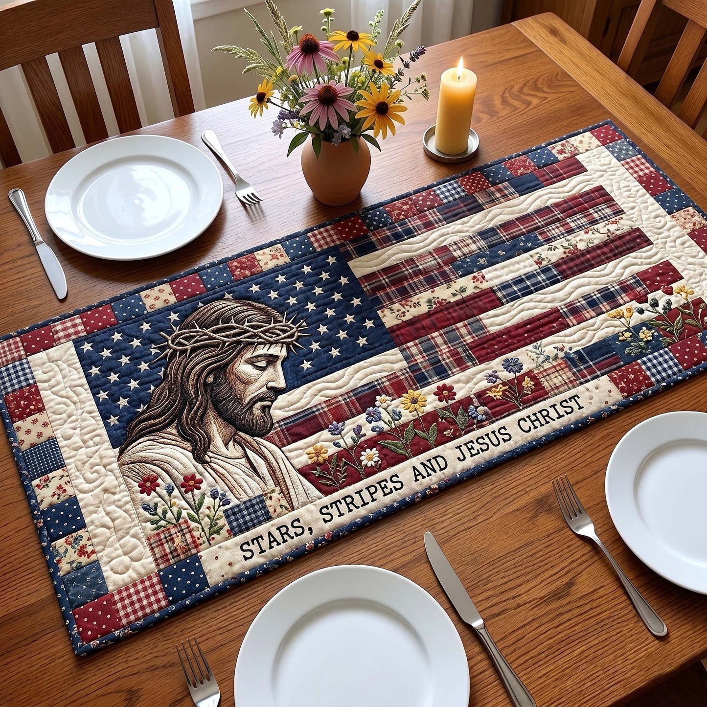Faith And Freedom Quilted Table Runner GFTOTP19771