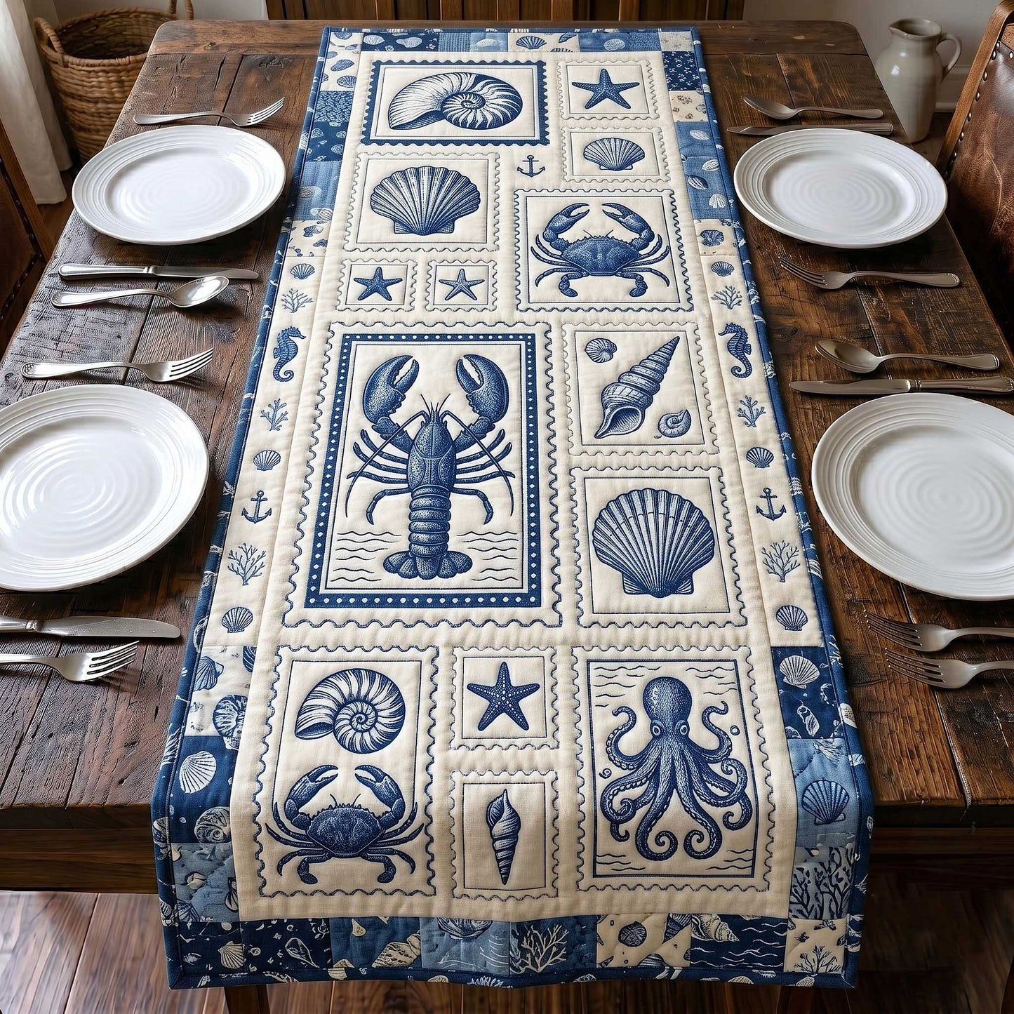 Coastal Stamp Quilted Table Runner GFTOTP19812