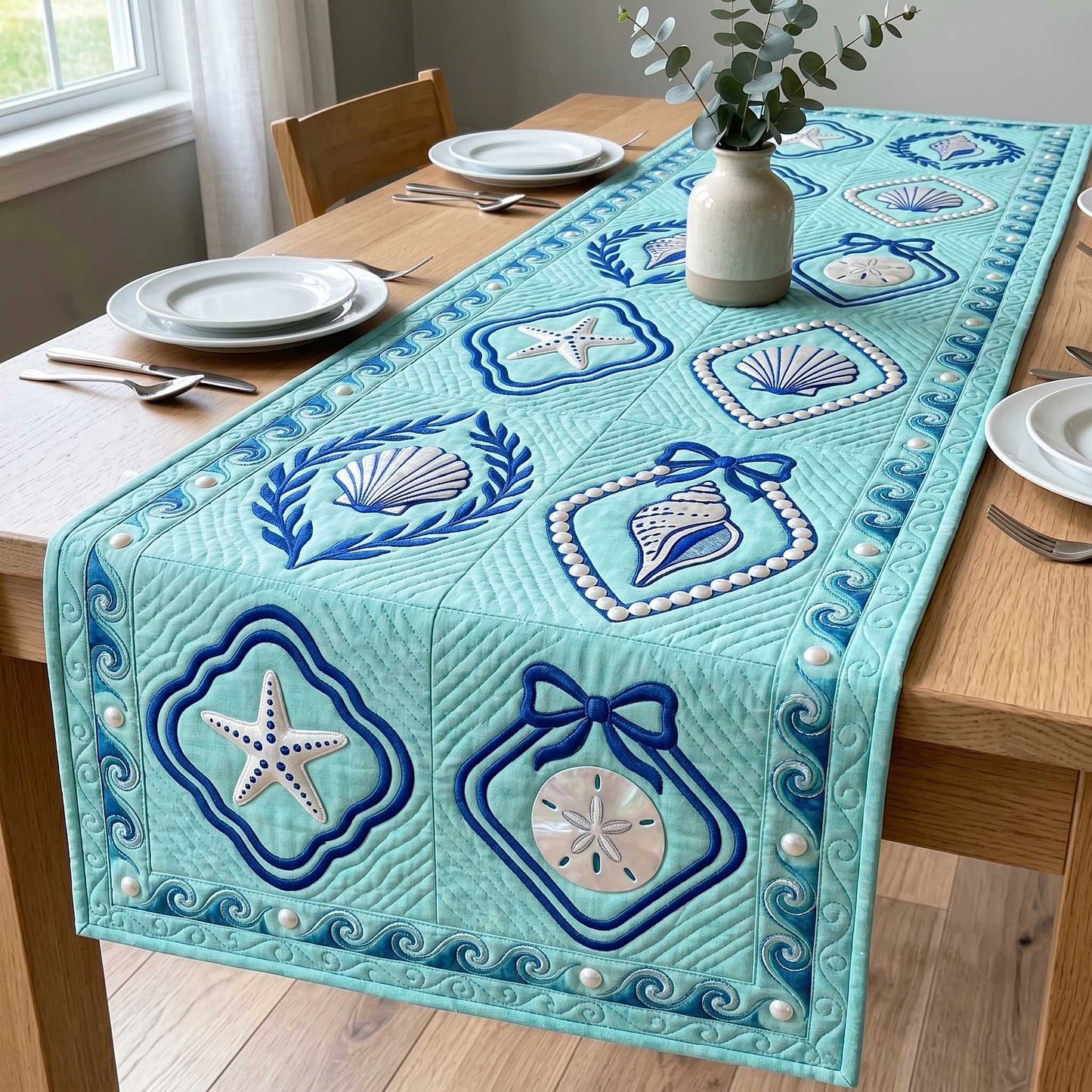 Coastal Stamp Quilted Table Runner GFTOTP19815