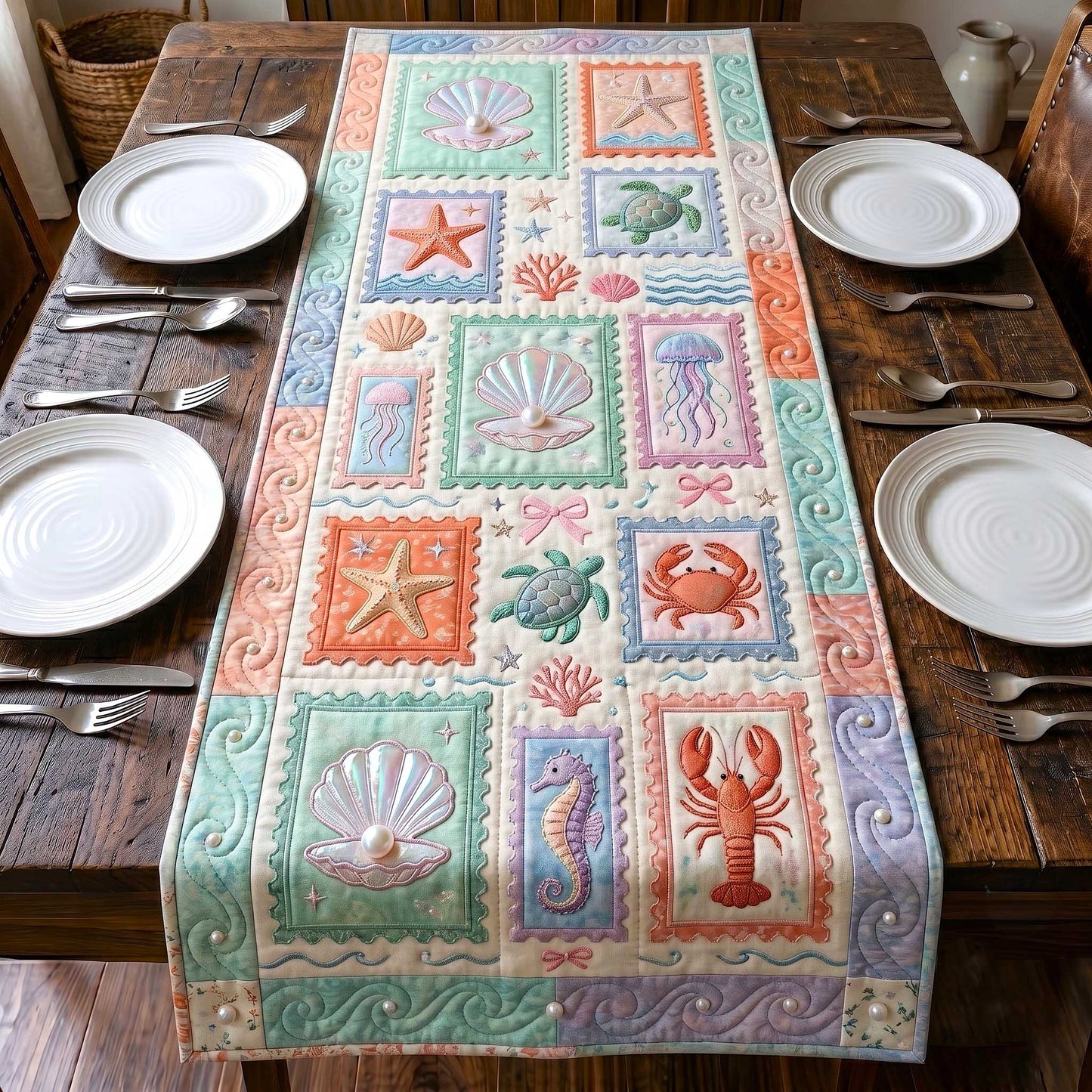 Coastal Stamp Quilted Table Runner GFTOTP19816