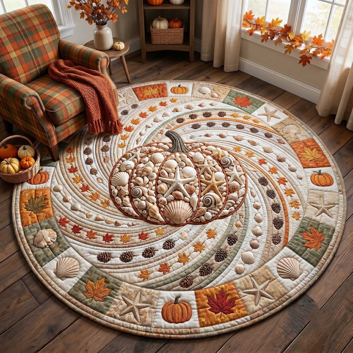 Coastal Pumpkin Quilted Round Mat GFTOTP19846