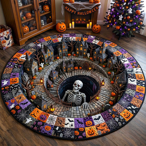 Spooky Village Quilted Round Mat GFTOTP19902