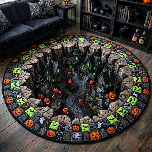 Spooky Village Quilted Round Mat GFTOTP19905