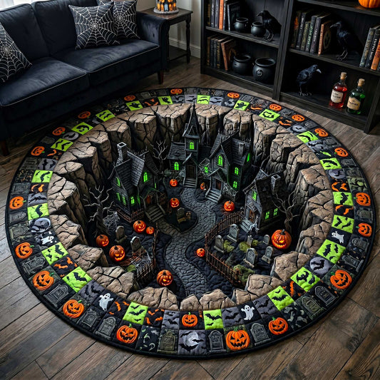 Spooky Village Quilted Round Mat GFTOTP19905