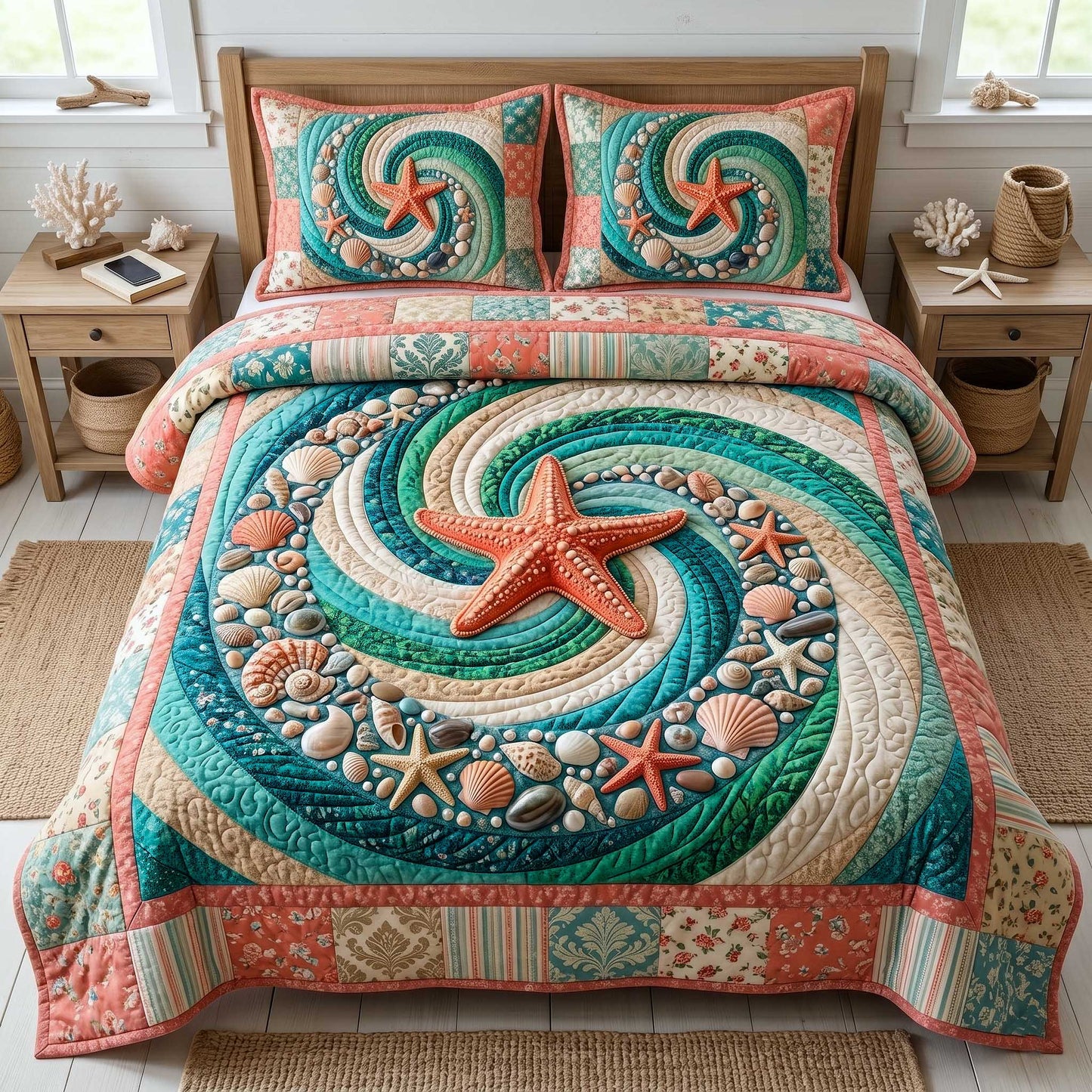 Ocean Whirl 3-Piece Quilted Bedding Set GFTOTP19979