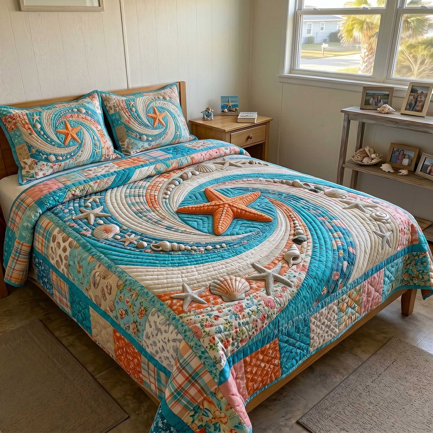 Ocean Whirl 3-Piece Quilted Bedding Set GFTOTP19980