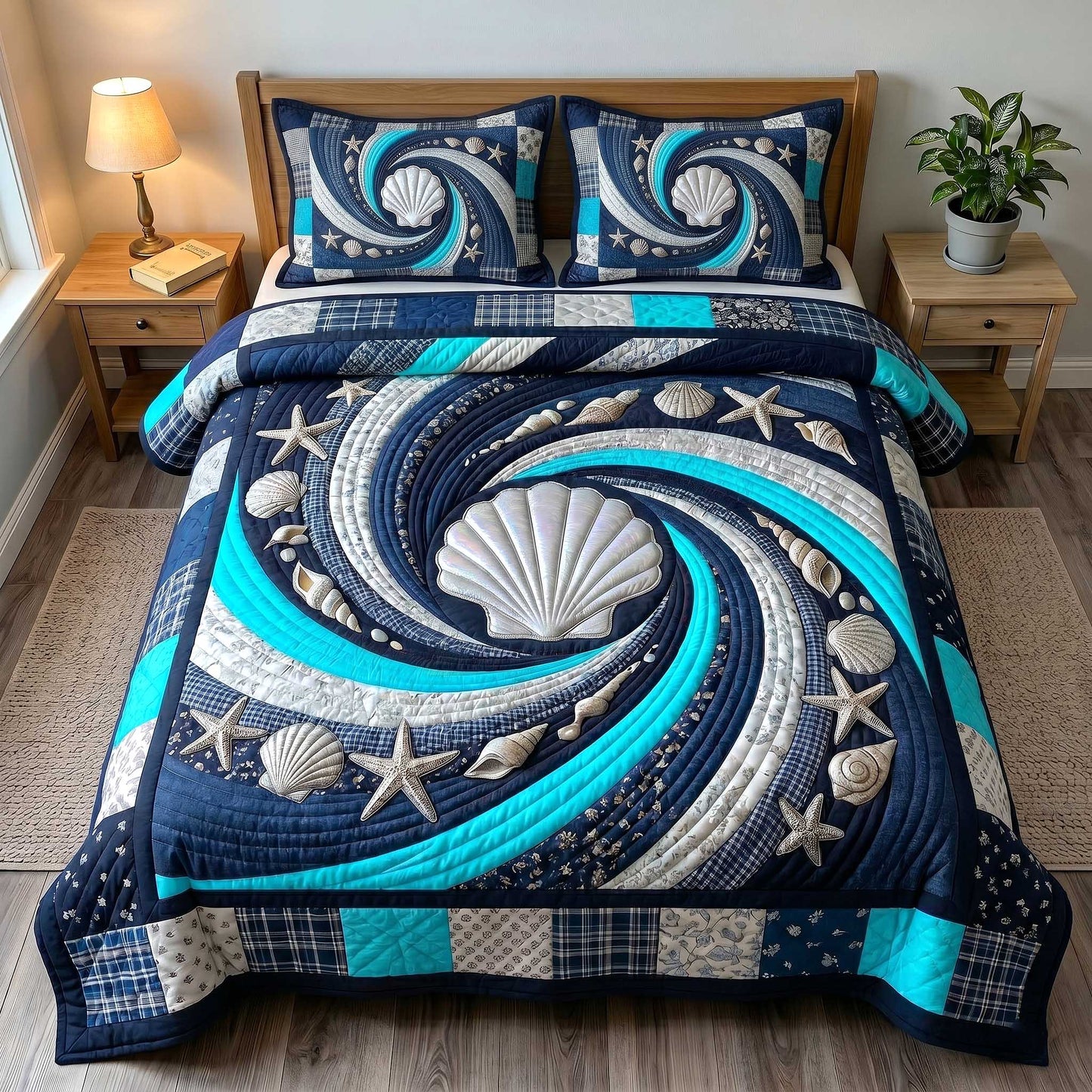 Ocean Whirl 3-Piece Quilted Bedding Set GFTOTP19982