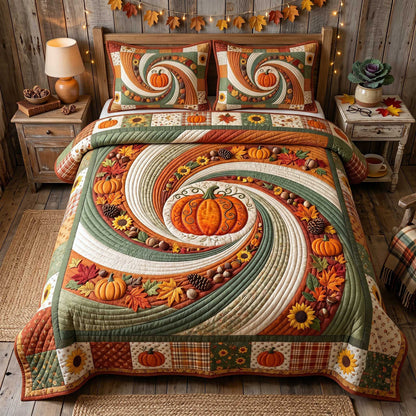 Pumpkin Swirls 3-Piece Quilted Bedding Set GFTOTP19985