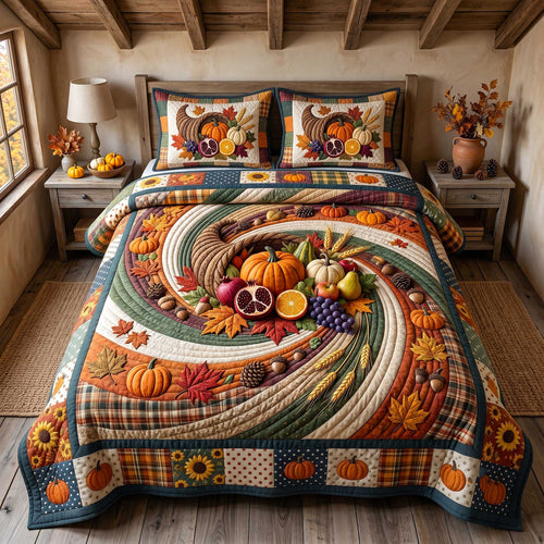 Pumpkin Swirls 3-Piece Quilted Bedding Set GFTOTP19987
