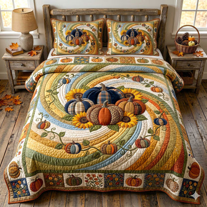 Pumpkin Swirls 3-Piece Quilted Bedding Set GFTOTP19989