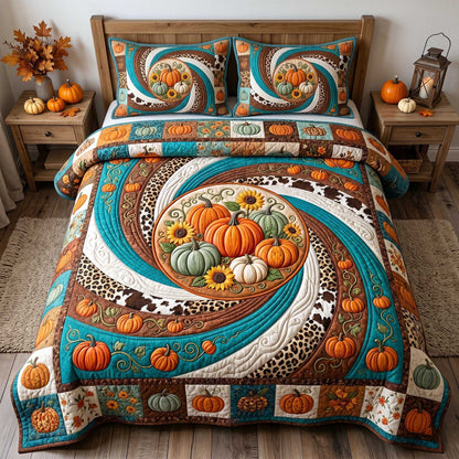 Pumpkin Swirls 3-Piece Quilted Bedding Set GFTOTP19990