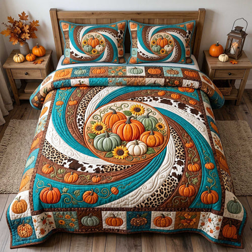 Pumpkin Swirls 3-Piece Quilted Bedding Set GFTOTP19990