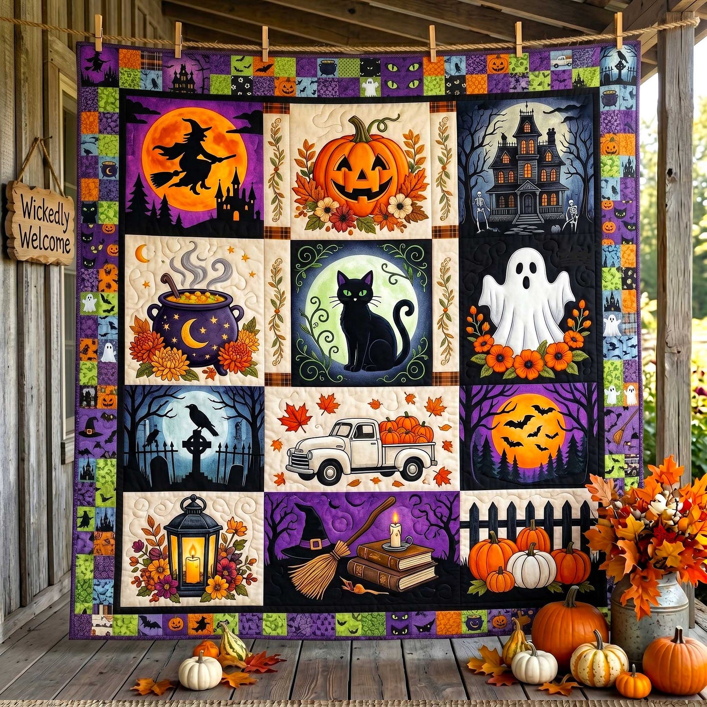 Spooky Season Patchwork Quilted Blanket GFTOTP20057