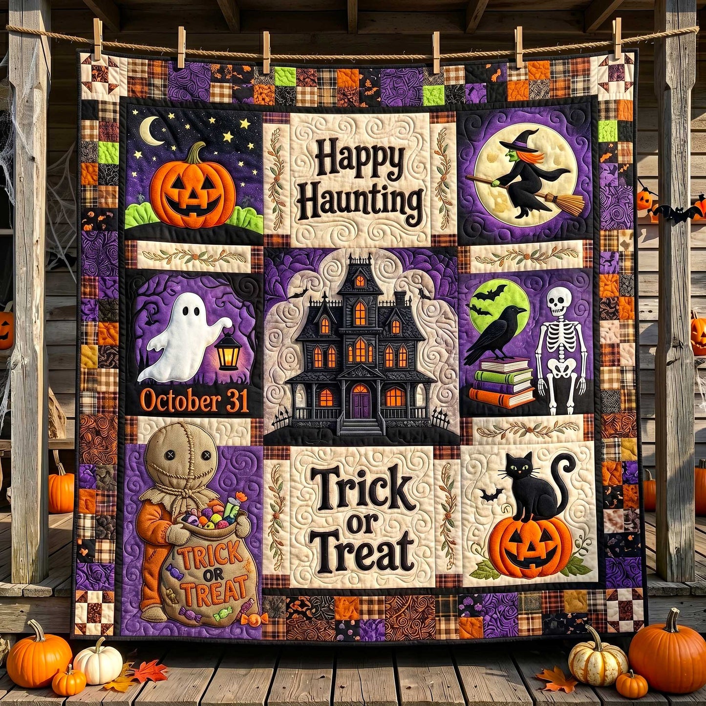 Spooky Season Patchwork Quilted Blanket GFTOTP20058
