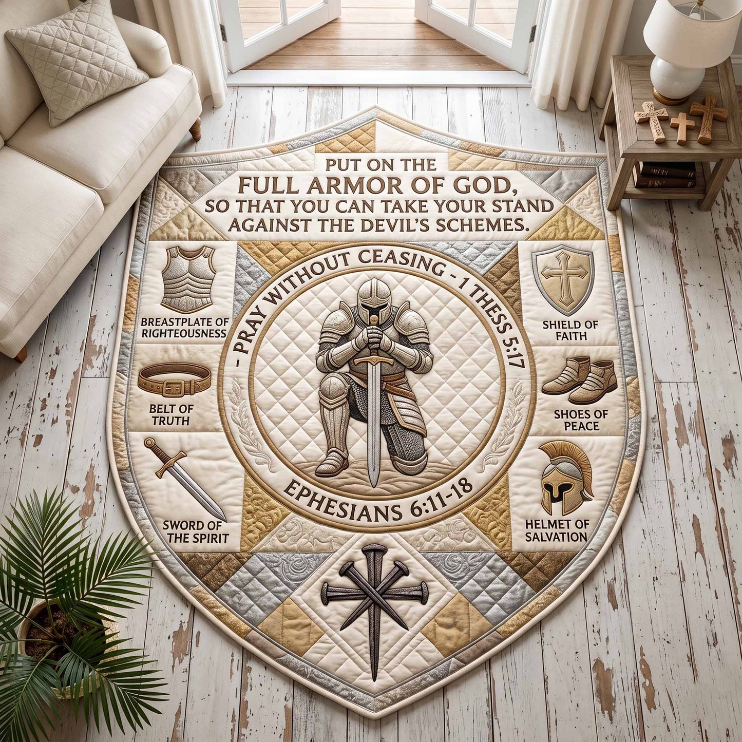 Full Armor Of God Custom Shape Area Rug GFTOTP20077