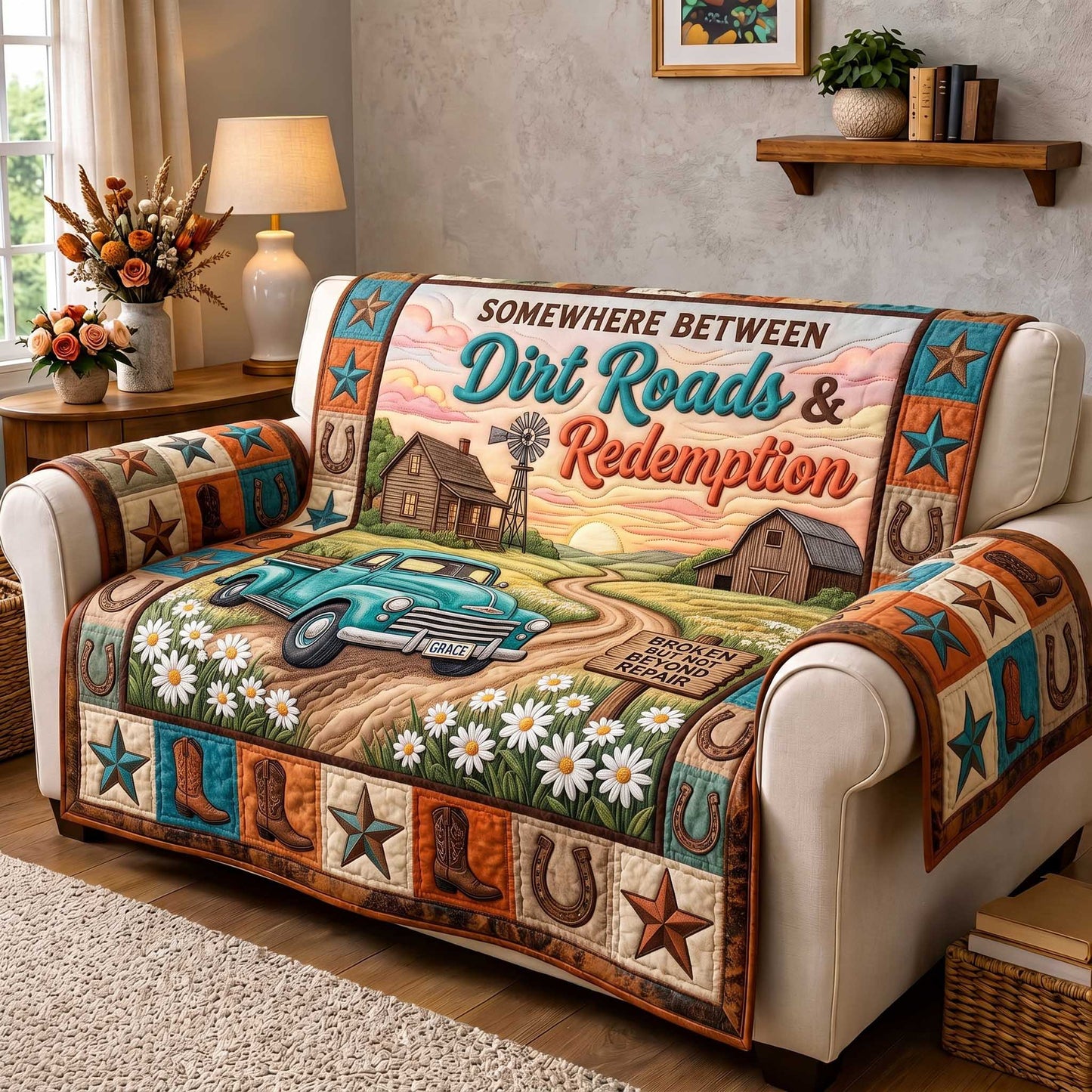 Western Grace Quilted Sofa Cover GFTOTP20106