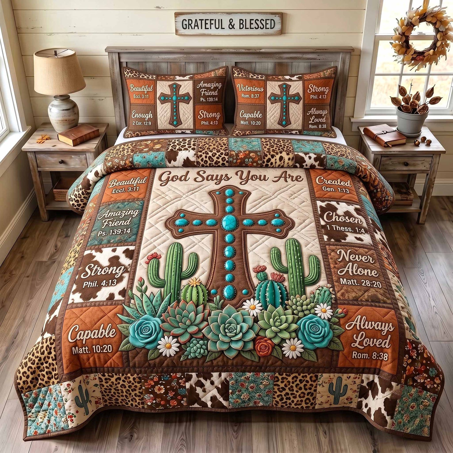 Western Bible 3-Piece Quilted Bedding Set GFTOTP20136