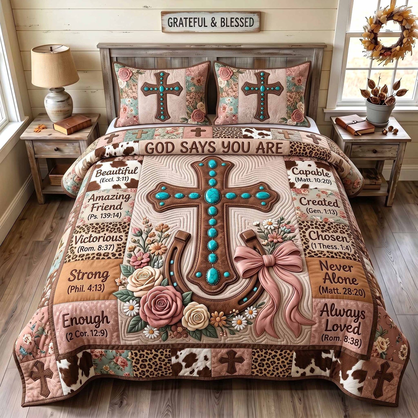 Western Bible 3-Piece Quilted Bedding Set GFTOTP20137