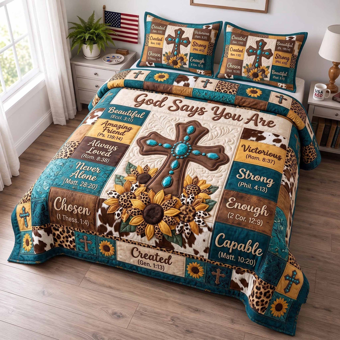 Western Bible 3-Piece Quilted Bedding Set GFTOTP20138