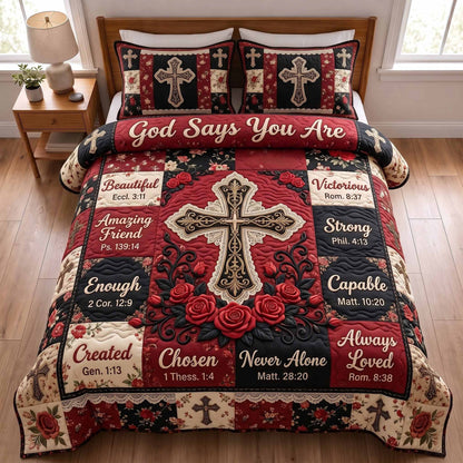 Floral Bible 3-Piece Quilted Bedding Set GFTOTP20141