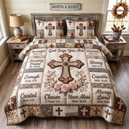 Floral Bible 3-Piece Quilted Bedding Set GFTOTP20142