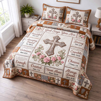 Floral Bible 3-Piece Quilted Bedding Set GFTOTP20143