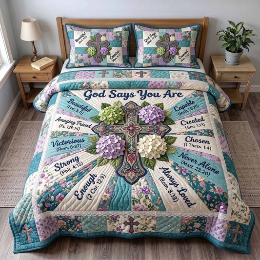 Floral Bible 3-Piece Quilted Bedding Set GFTOTP20146