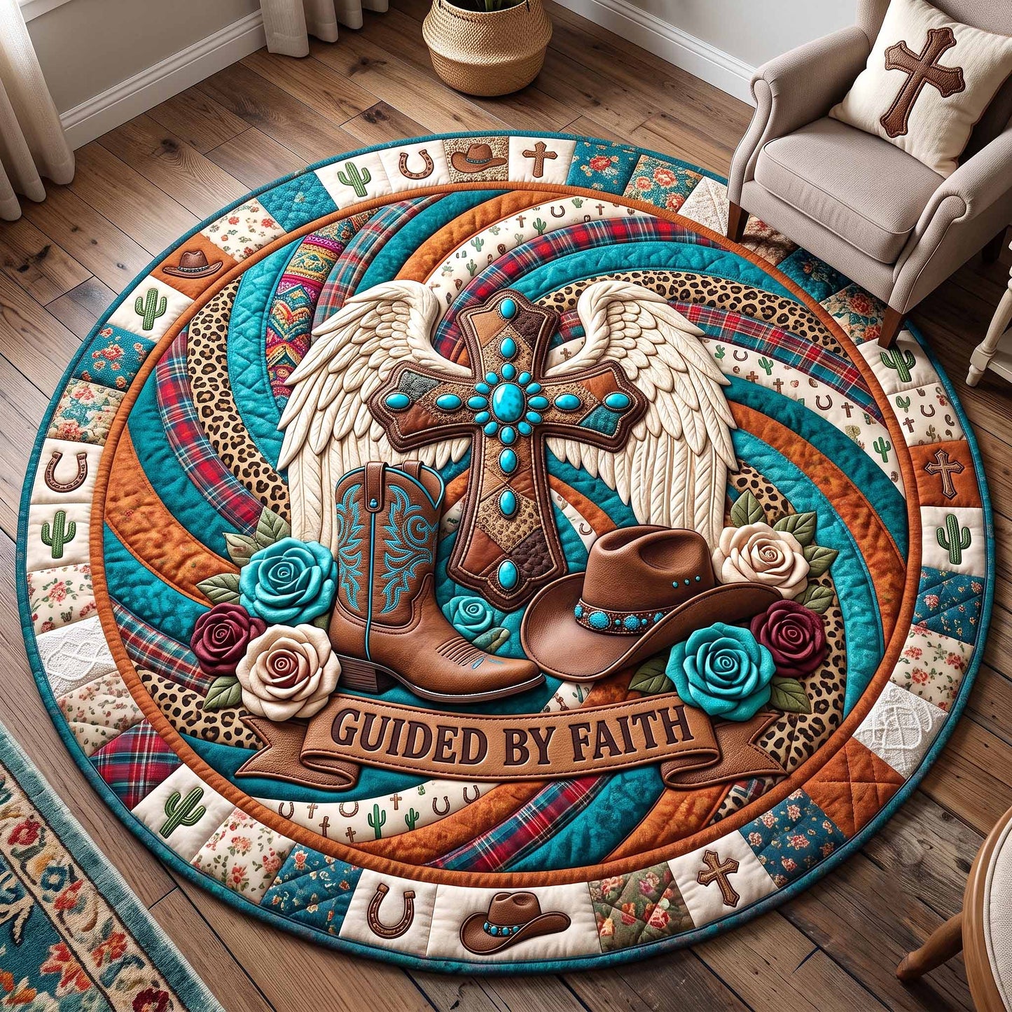 Western Grace Quilted Round Mat GFTOTP20150