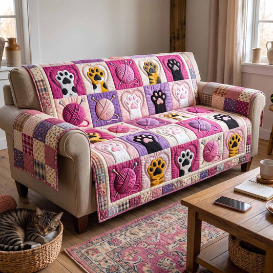 Paws And Purrs Quilted Sofa Cover GFTOTP20236
