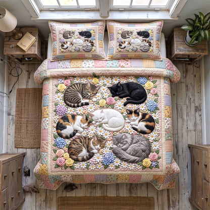 Whiskers Garden 3-Piece Quilted Bedding Set GFTOTP20248