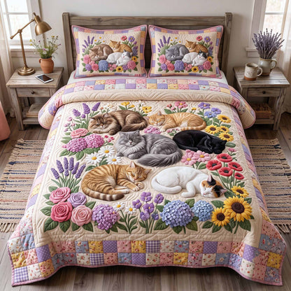 Whiskers Garden 3-Piece Quilted Bedding Set GFTOTP20252