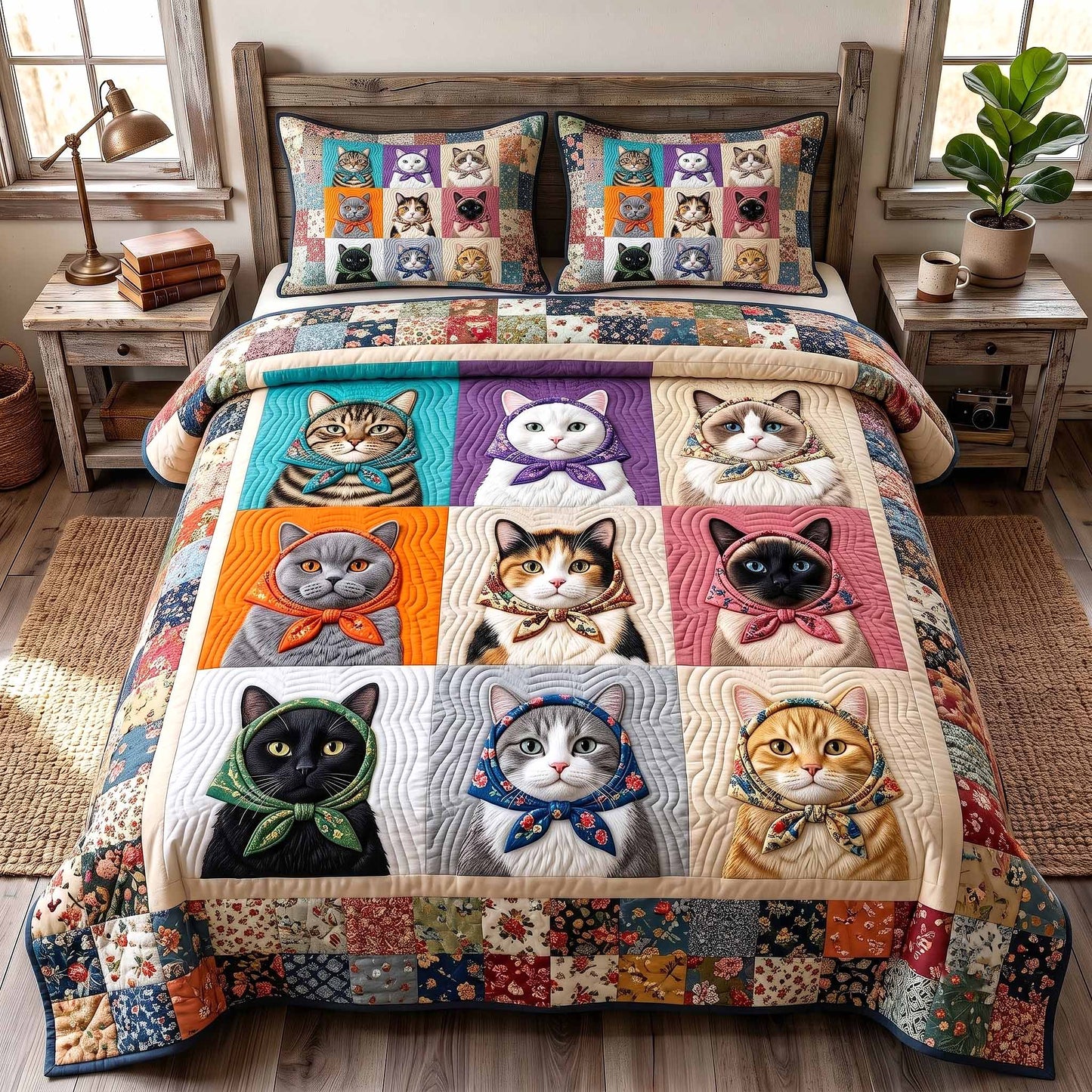 Cattitude Club 3-Piece Quilted Bedding Set GFTOTP20257