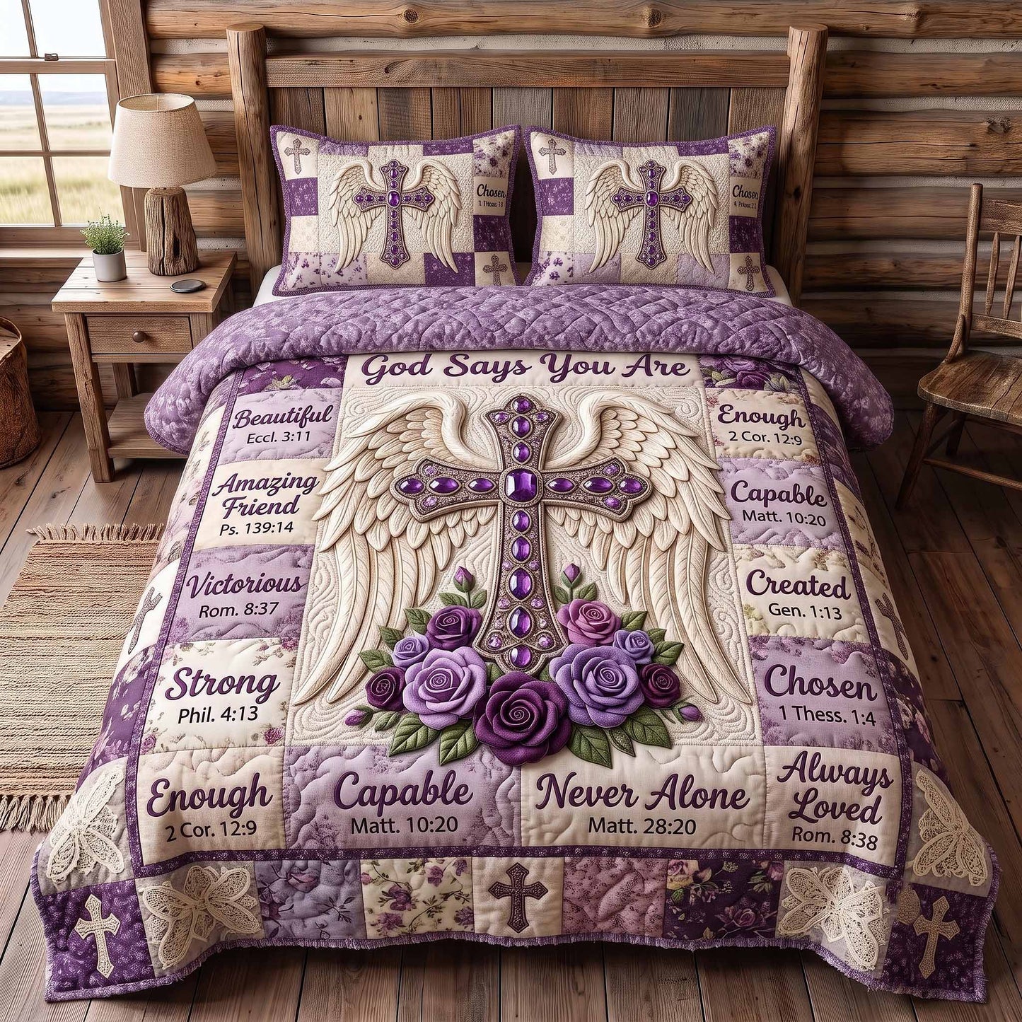 Floral Bible 3-Piece Quilted Bedding Set GFTOTP20280