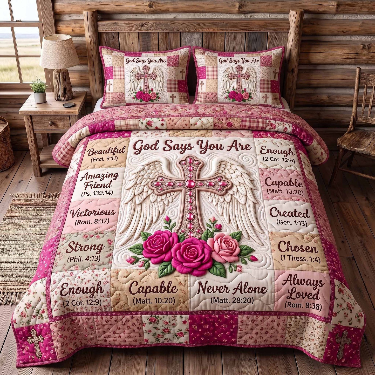 Floral Bible 3-Piece Quilted Bedding Set GFTOTP20281