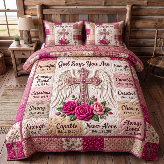 Floral Bible 3-Piece Quilted Bedding Set GFTOTP20281
