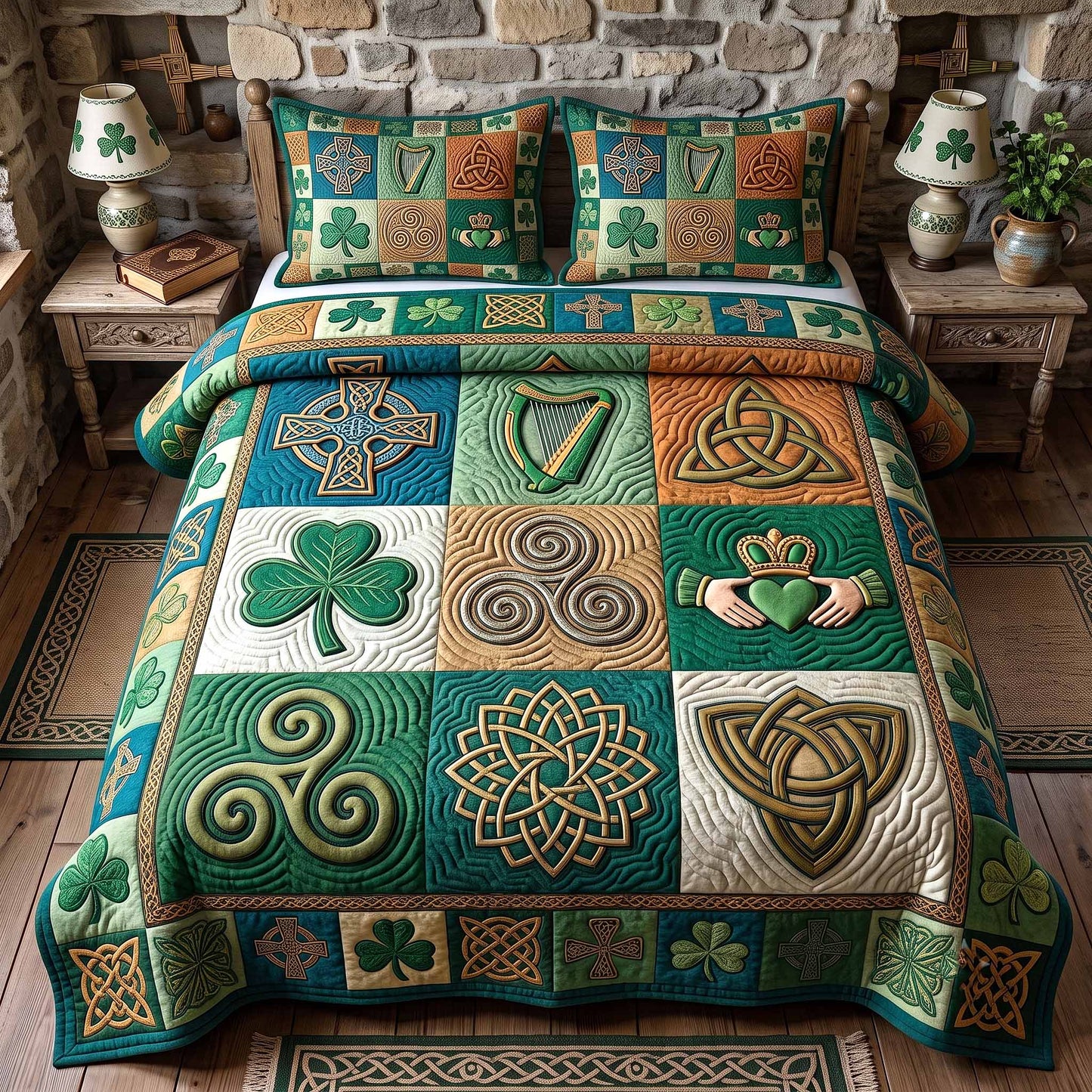 Irish Blessings 3-Piece Quilted Bedding Set GFTOTP20348