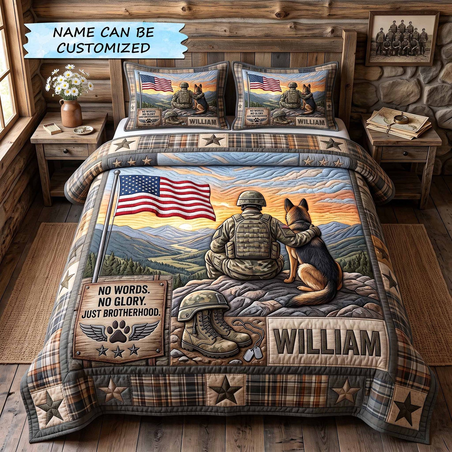 Personalized Veteran Pride 3-Piece Quilted Bedding Set QTCUZ GFTOTP20379