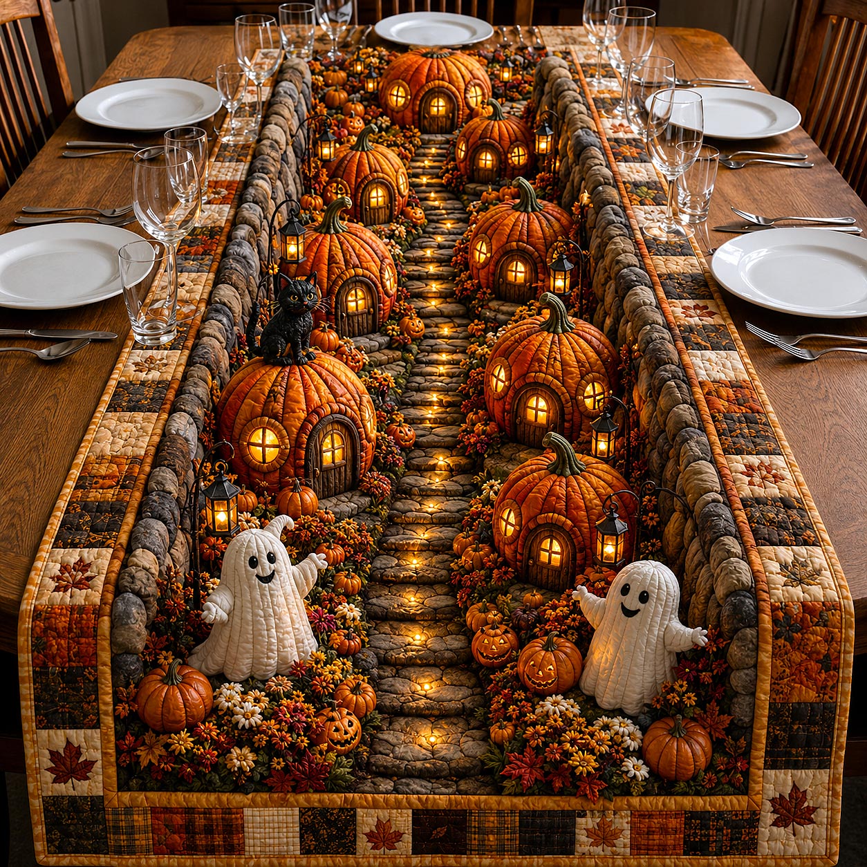 Pumpkin Town Quilted Table Runner GFTOTP20421