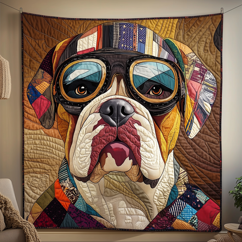 Bulldog The Biker Quilted Blanket GFTOTP2044