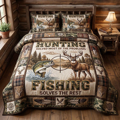 Hunting And Fishing 3-Piece Quilted Bedding Set GFTOTP20479