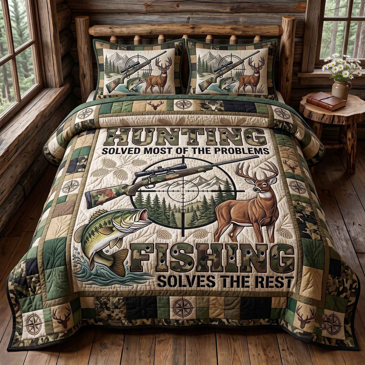 Hunting And Fishing 3-Piece Quilted Bedding Set GFTOTP20480