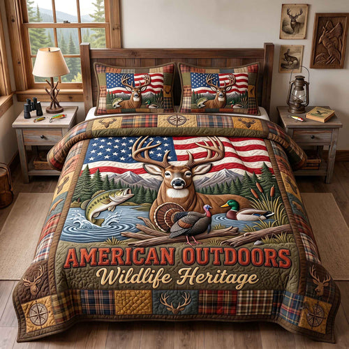 American Outdoors Wildlife Heritage 3-Piece Quilted Bedding Set GFTOTP20482