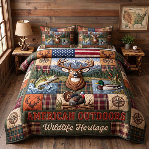 American Outdoors Wildlife Heritage 3-Piece Quilted Bedding Set GFTOTP20483