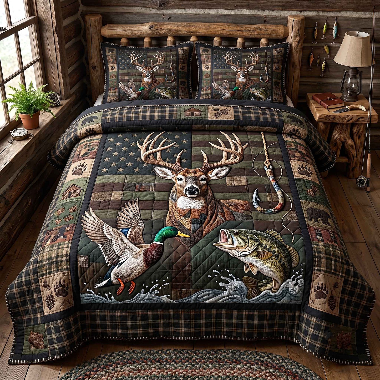 American Outdoors Wildlife Heritage 3-Piece Quilted Bedding Set GFTOTP20484