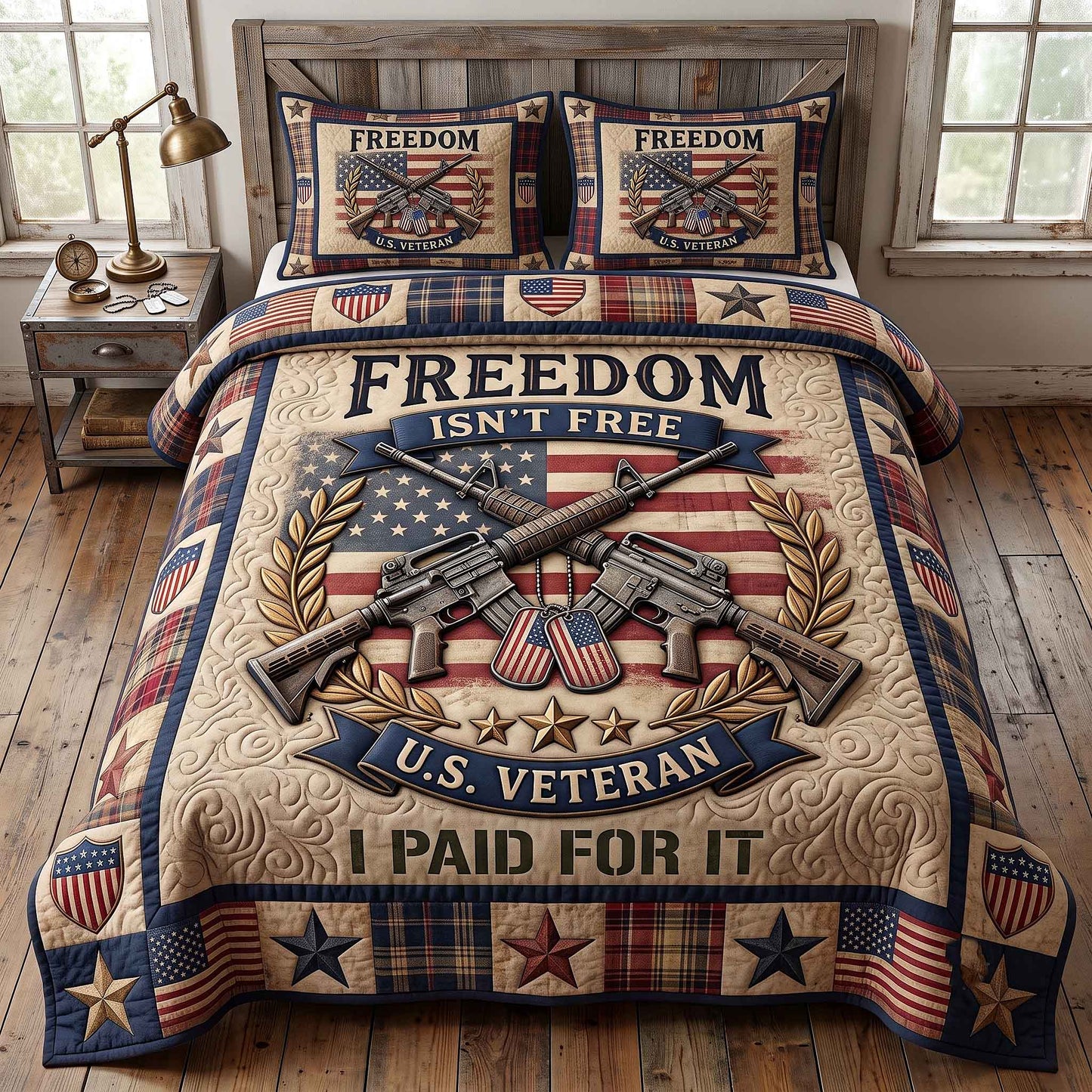 Veteran Pride 3-Piece Quilted Bedding Set GFTOTP20495
