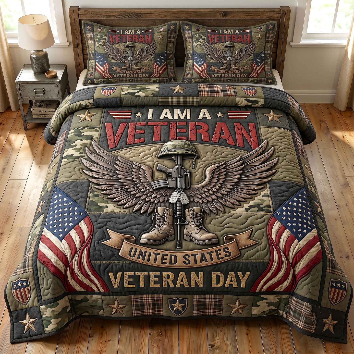 Veteran Pride 3-Piece Quilted Bedding Set GFTOTP20496